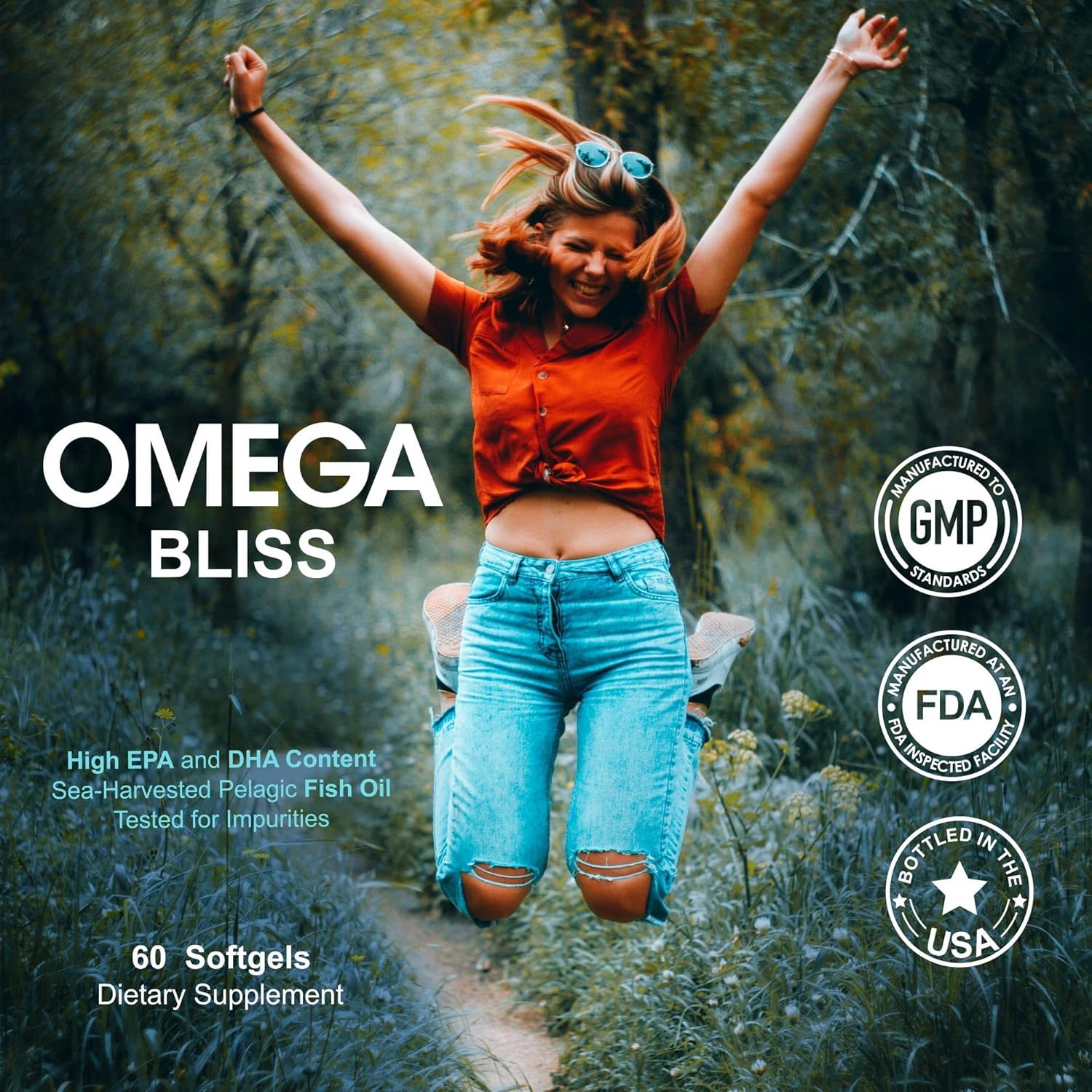 Triple Strength Omega 3 Fish Oil Supplement for Heart, Brain, and Eye Health Support - 60 Burpless Lemon Softgels