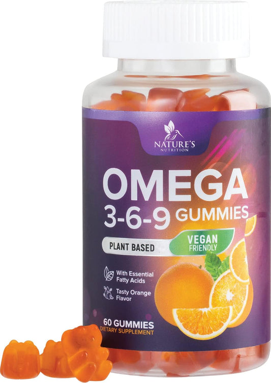 Triple Strength Vegan Omega 3 Gummies for Heart & Brain Support - Non-GMO Essential Oil Supplement - Orange Flavor - 60 Gummies - BoostGo Australia