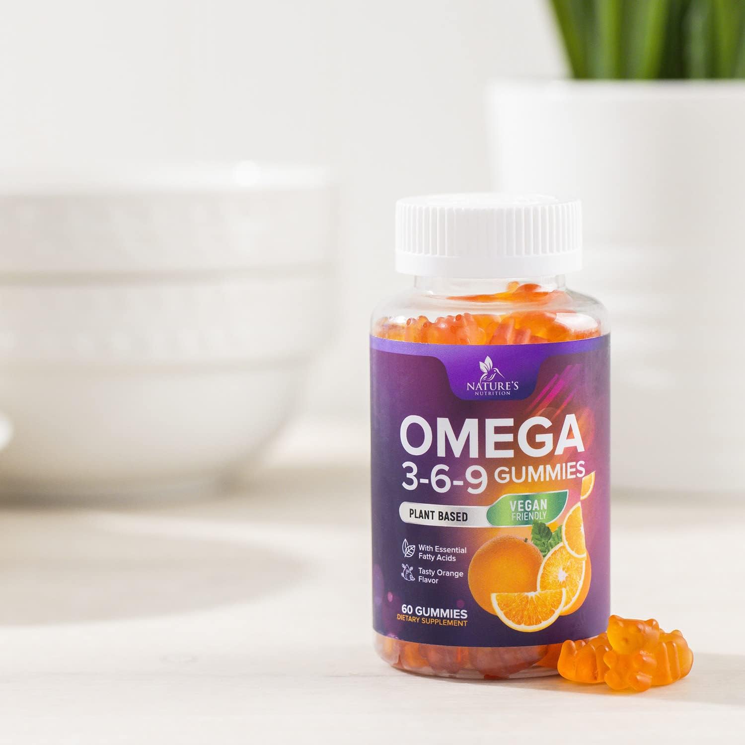 Triple Strength Vegan Omega 3 Gummies for Heart & Brain Support - Non-GMO Essential Oil Supplement - Orange Flavor - 60 Gummies - BoostGo Australia