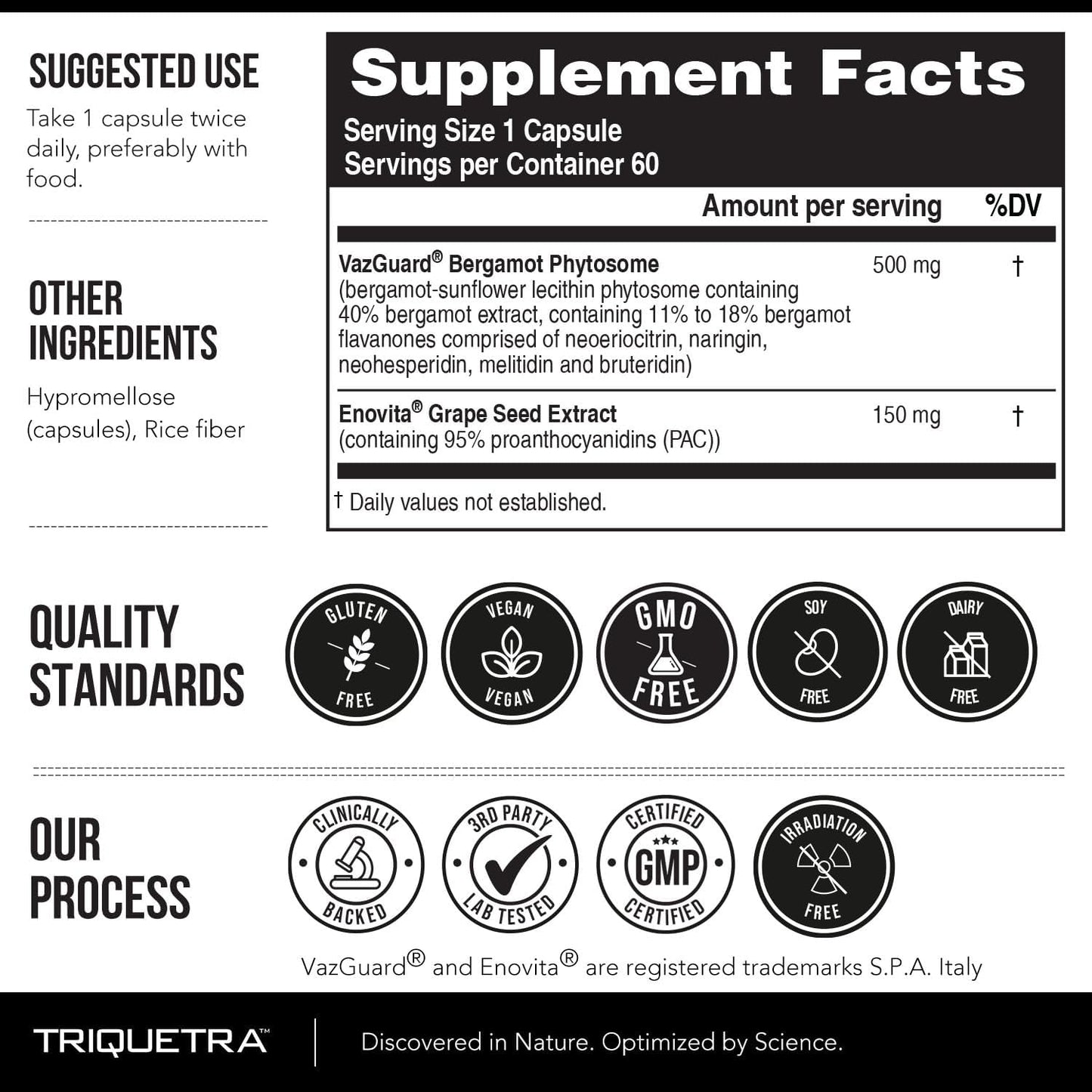 Triquetra Health SoActive Bergamot Capsules: Italian Citrus Bergamot Phytosome with Grape Seed Extract - Supports Cholesterol & Weight Management - 60 Capsules