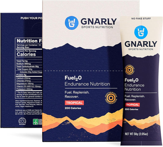 Tropical Electrolyte Powder Packs for Endurance Nutrition and Recovery - Gnarly Nutrition Fuel2O 10-Pack