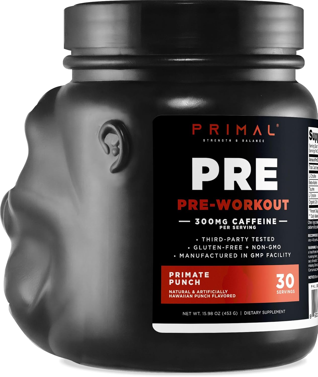 Tropical Flavored Primal Pre-Workout Primate Punch - 30 Servings, Gluten Free & Non-GMO