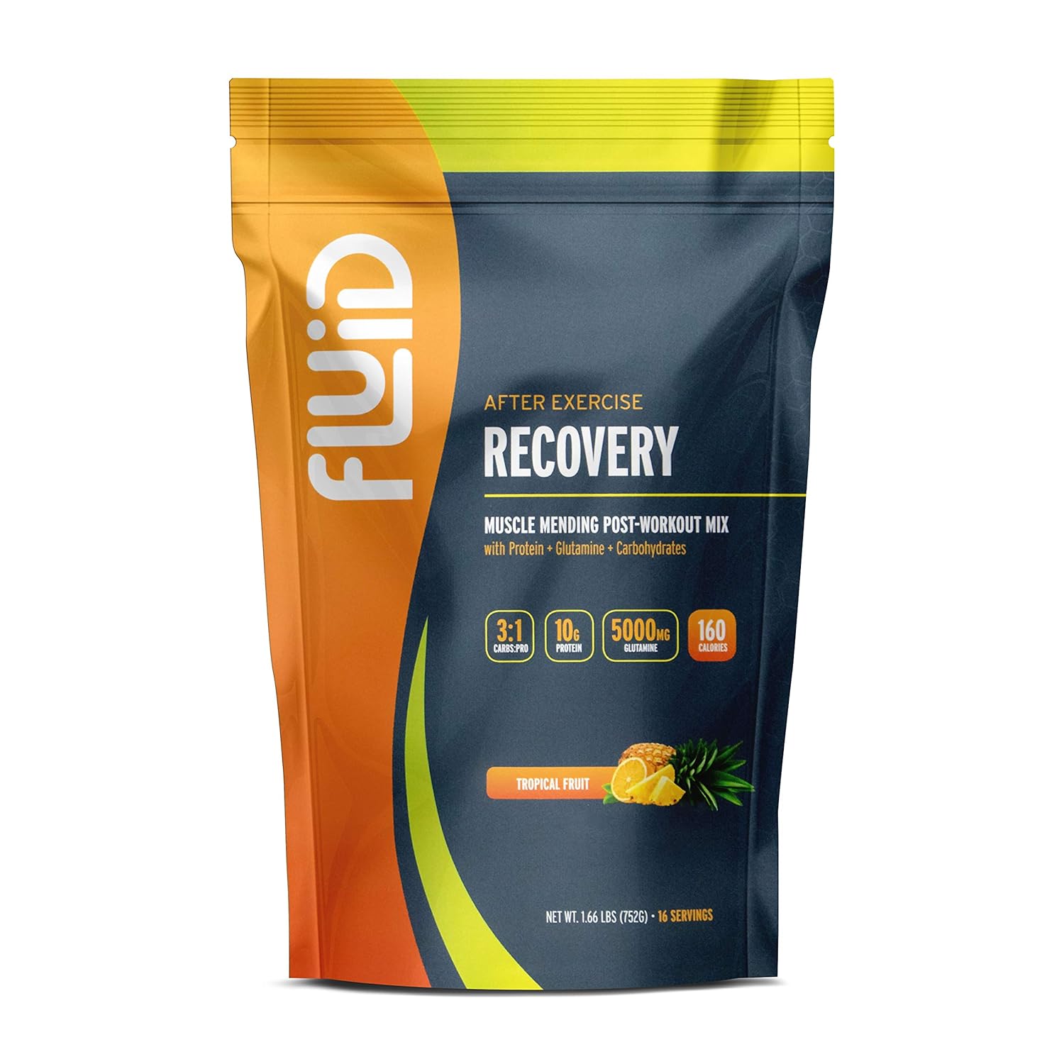 Tropical Fruit Post-Workout Drink Mix with Whey Isolate Protein, L-Glutamine, Carbs - Gluten-Free & Lactose-Free