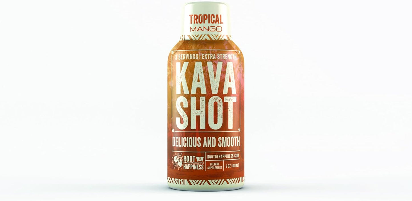 Tropical Mango Kava Wellness Shot | 2oz | Non-Alcoholic Relaxation Drink | Dietary Supplement