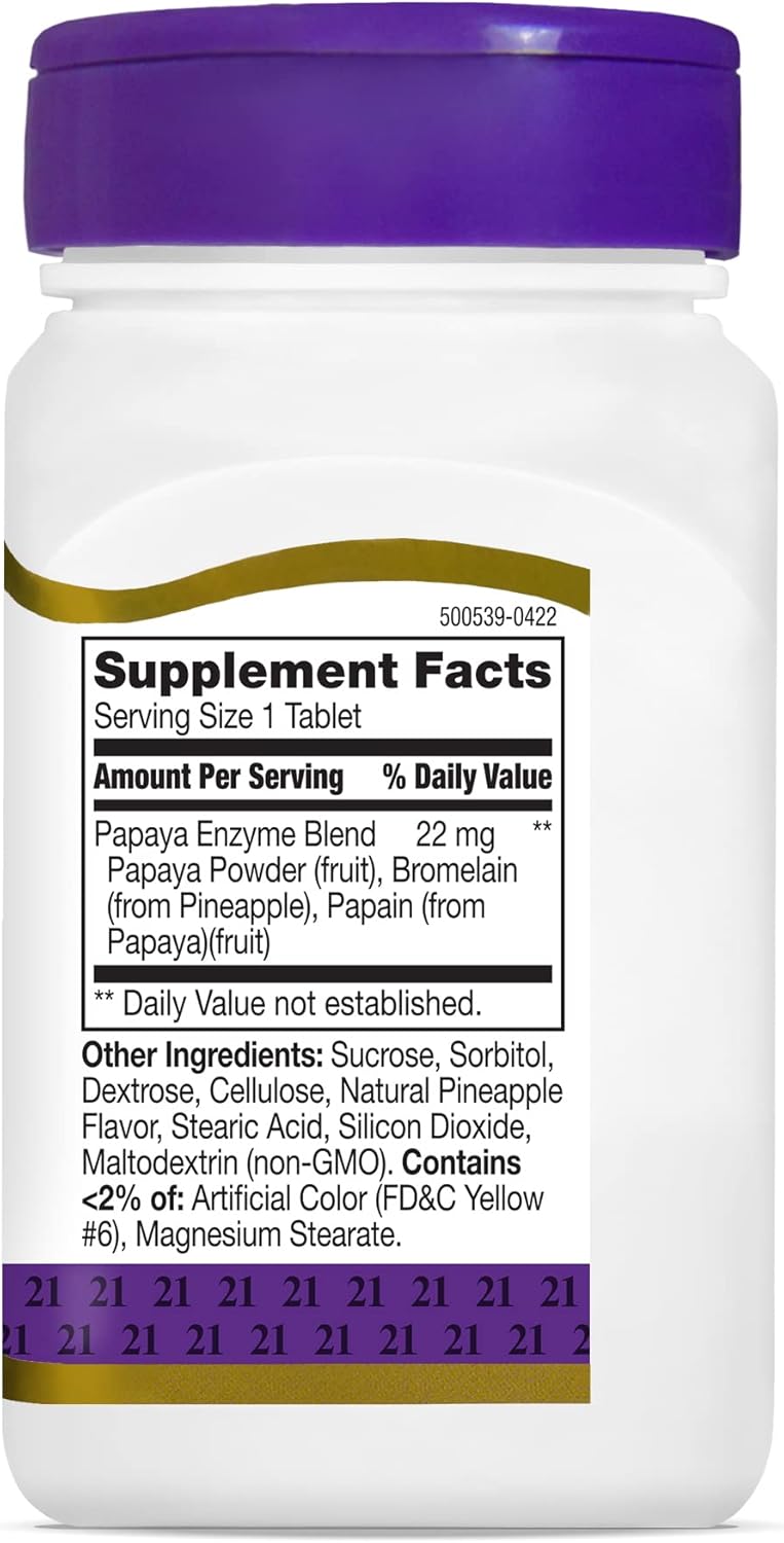 Tropical Papaya Enzyme Chewable Tablets, 21st Century Formula, 200 Count - BoostGo Australia
