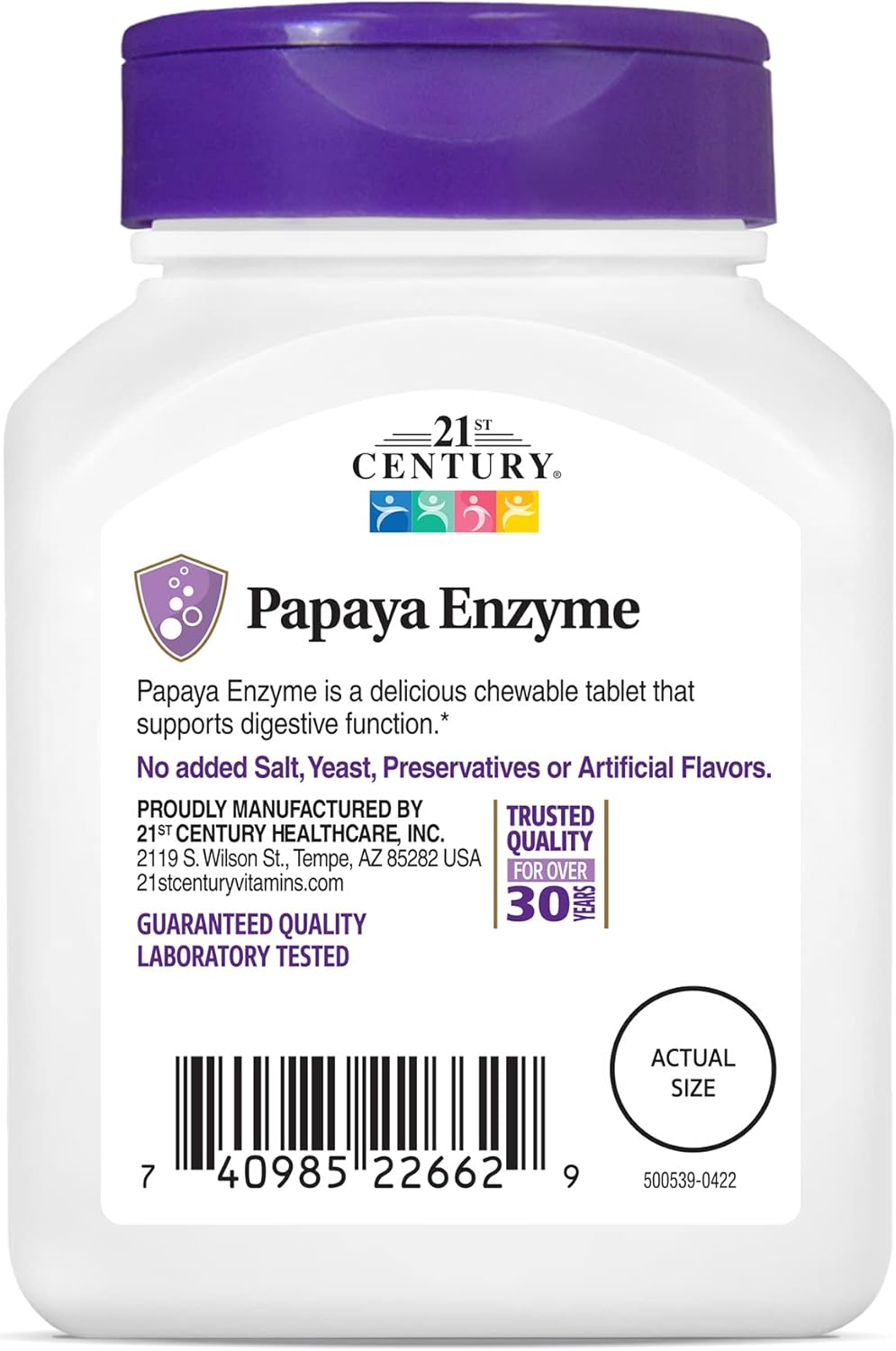 Tropical Papaya Enzyme Chewable Tablets, 21st Century Formula, 200 Count - BoostGo Australia