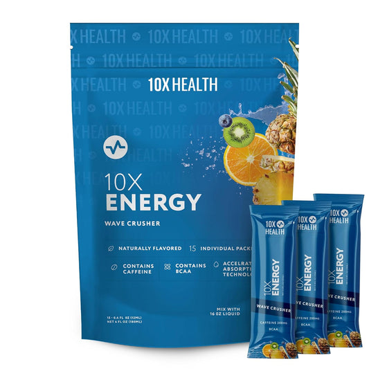 Tropical Punch Pre-Workout Energy Drink Mix Packets with 200mg Caffeine and BCAAs