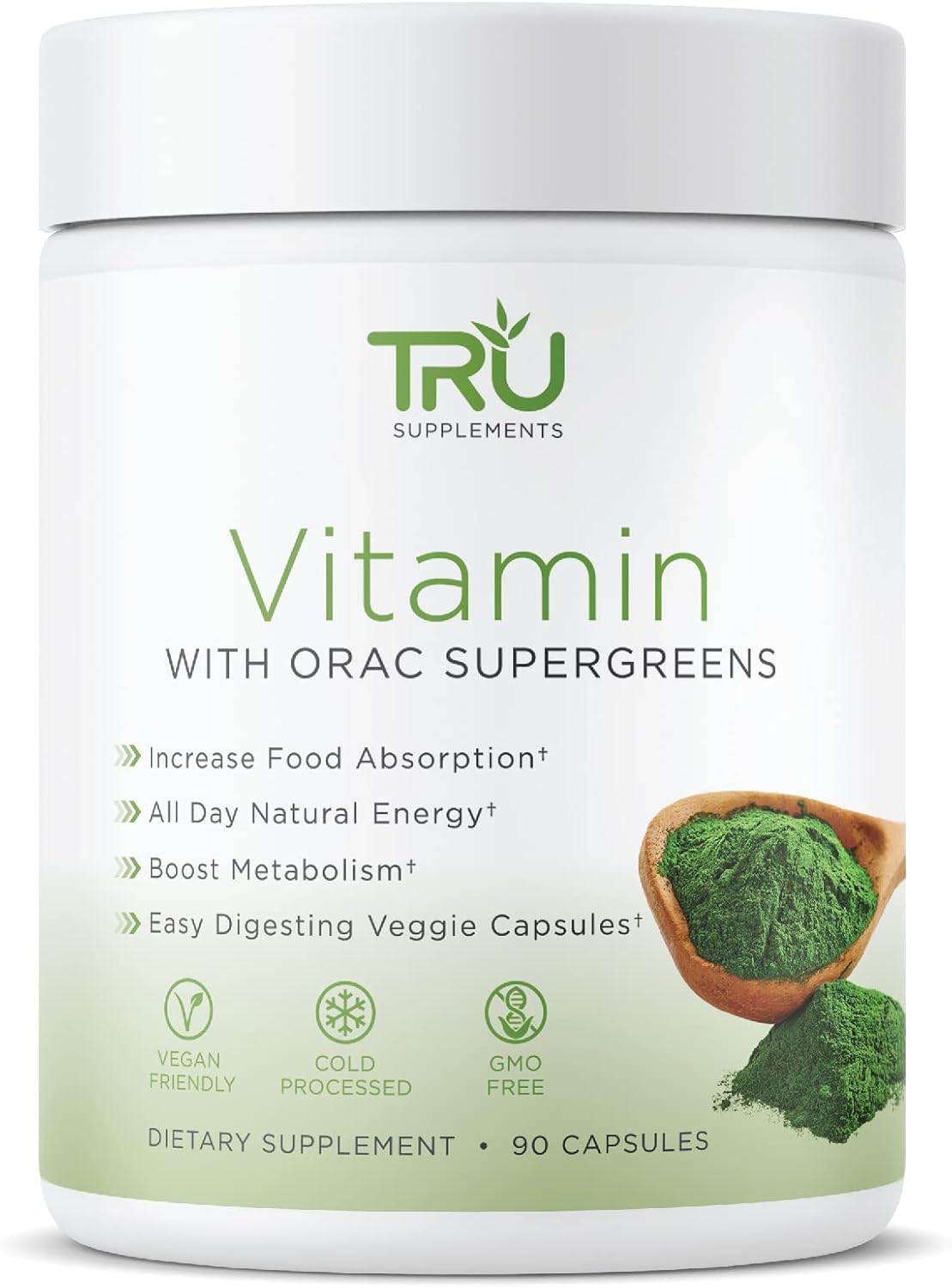 TRU Supplements A-Z Vitamin & Mineral Profile with Spectra Supergreens for Digestive & Joint Support - 30 Servings