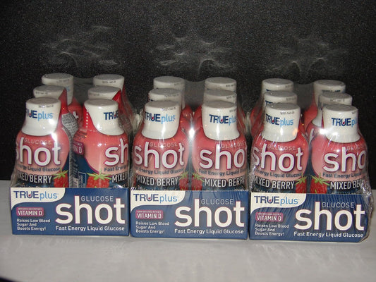 TRUEplus Mixed Berry Flavored Glucose Liquid Shots 2oz - 18 Pack