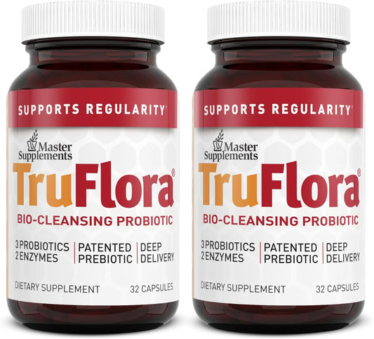 TruFlora Probiotic & Enzyme Blend - 64 Capsules, 2-Pack - Supports Gut Health & Energy - Gluten-Free