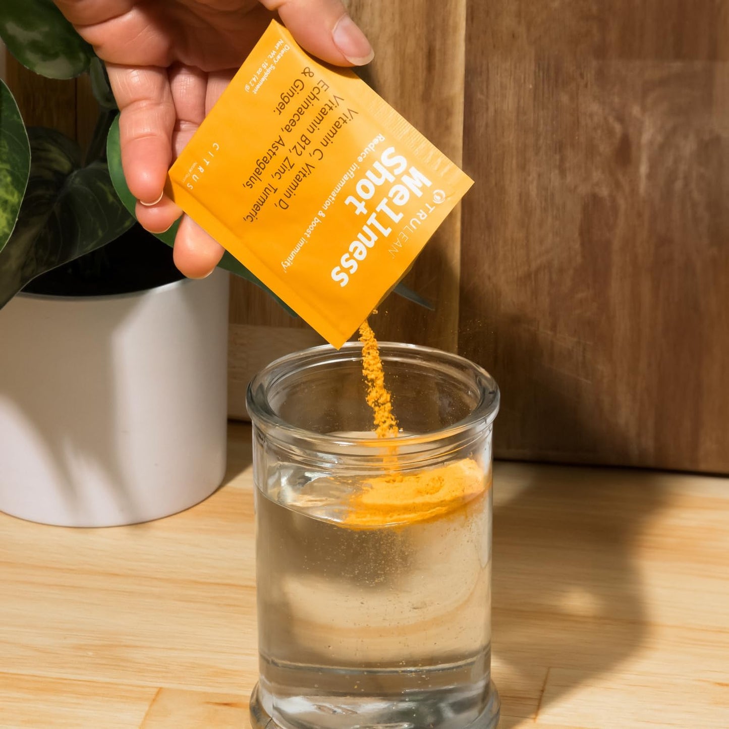 TRULEAN Everyday Wellness Immune Support Shot with Vitamin C, Turmeric, Ginger, Zinc, Echinacea - Sugar & Gluten Free - 30 Packets