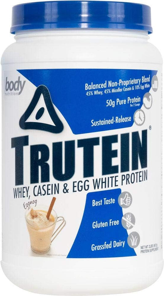 Trutein Eggnog Protein Powder: 2lb Whey, Casein & Egg White Blend - Low Carb Keto Drink for Lean Muscle, Weight Loss, Workout Recovery - Zero Sugar Formula