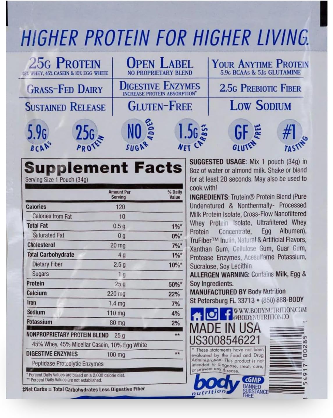 Trutein High Protein Powder: Red Velvet Cake Flavor, Grass-Fed Whey, Gluten-Free, Gym Supplement & Breakfast Shake, 34g Sample Size