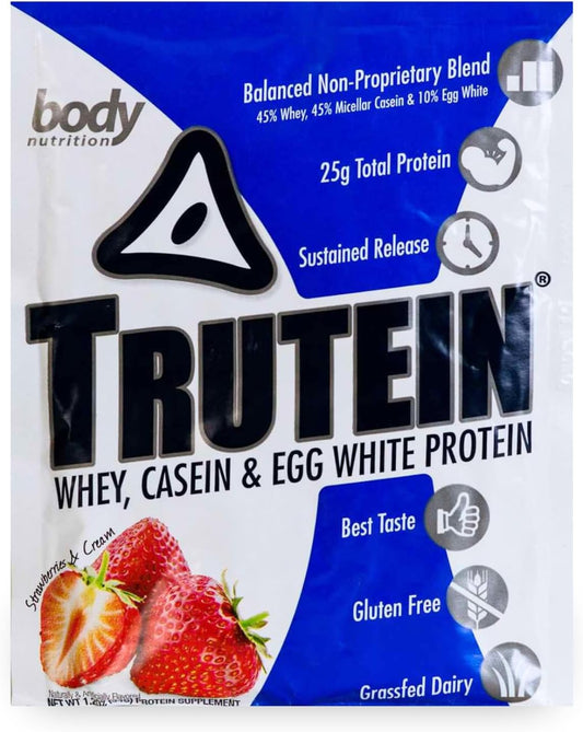 Trutein Protein Powder 34g Sample - Strawberries & Cream, 25g Protein Shake for Breakfast, Meal Replacement, Workout Recovery