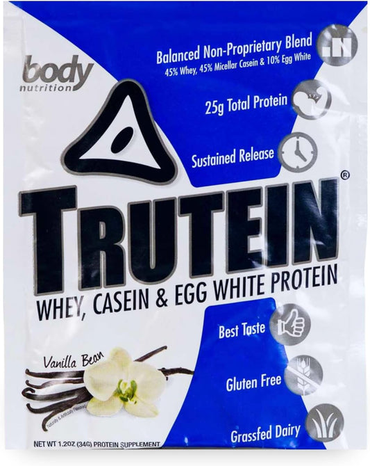 Trutein Protein Powder Vanilla Bean Sample - 25g Protein for Breakfast, Meal Replacement, Workout Recovery - 34g