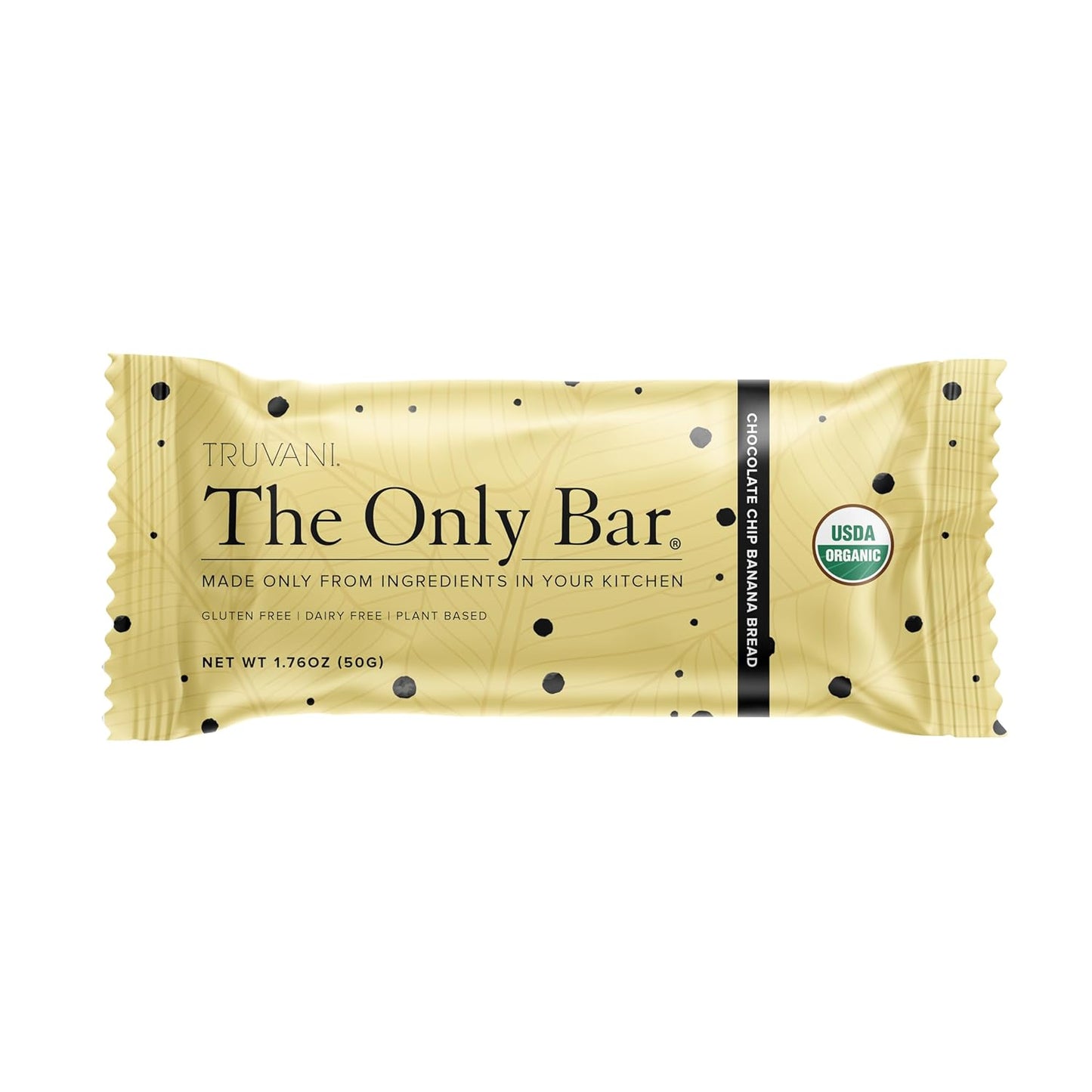 Truvani Chocolate Chip Banana Bread Plant Based Snack Bars - 1 Pack, 5g Protein, USDA Organic & Vegan - Dairy, Soy, Gluten Free