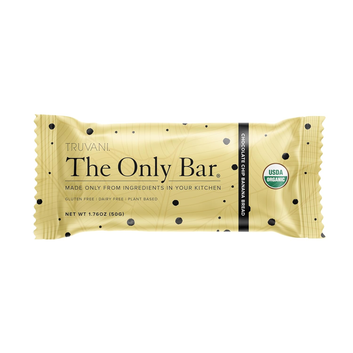 Truvani Chocolate Chip Banana Bread Plant Based Snack Bars - 1 Pack, 5g Protein, USDA Organic & Vegan - Dairy, Soy, Gluten Free