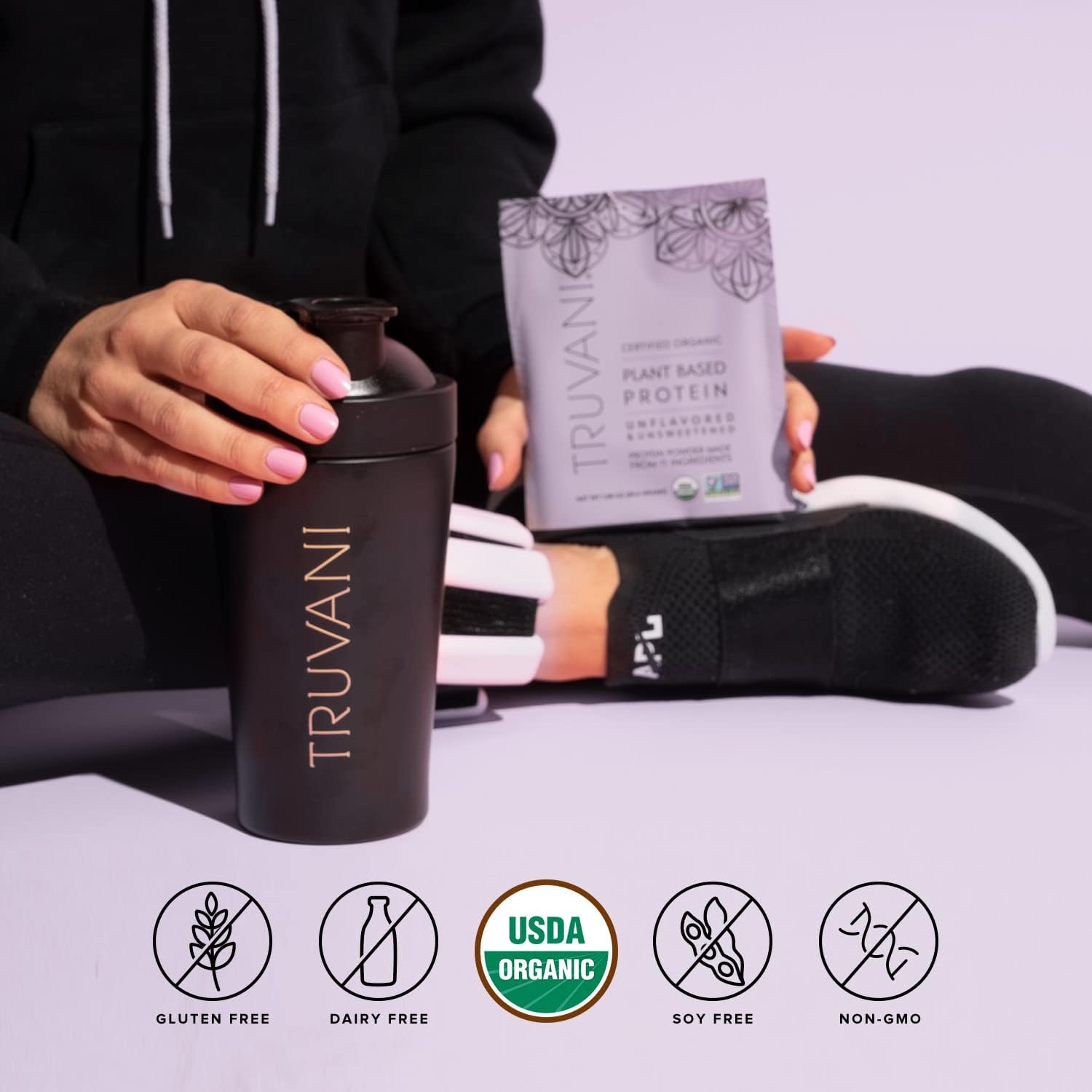 Truvani Organic Vegan Pea Protein Powder - Unflavored Travel Packets, 20g Plant-Based Protein, Keto-Friendly, Gluten & Dairy Free