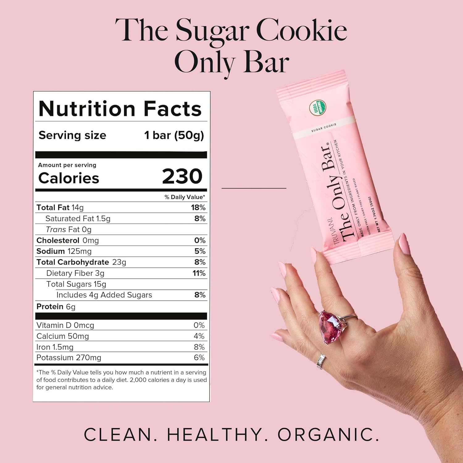 Truvani Sugar Cookie Plant Based Snack Bars | 12 Pack | 6g Protein | USDA Organic & Vegan | Dairy, Soy, Gluten Free