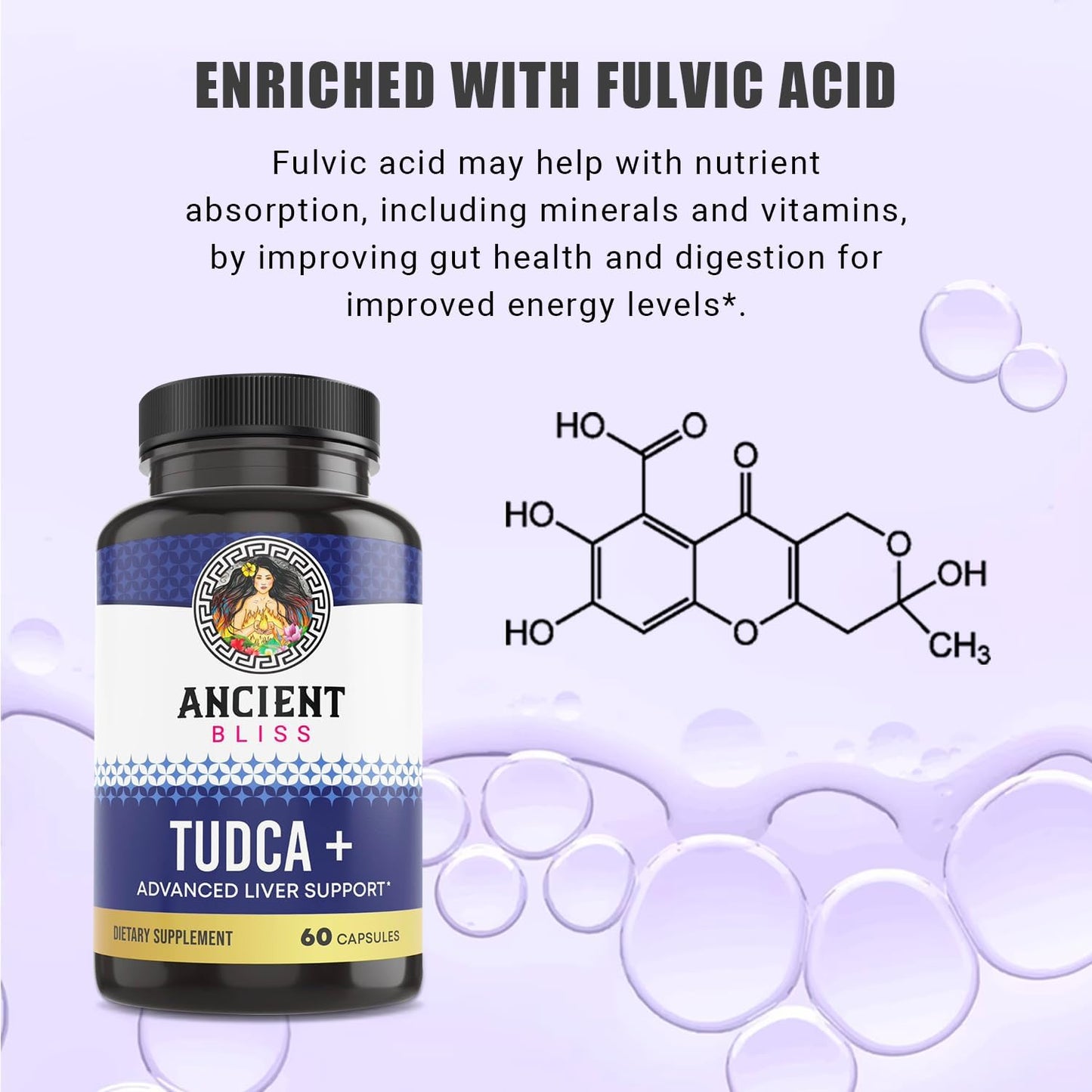 Tudca 500mg Liver Support Supplement - Vegan Friendly and Gluten Free - Bile Salts Capsules by Ancient Bliss