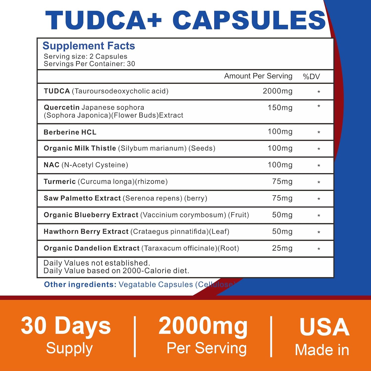 Tudca Liver Support Supplement 2000mg with Milk Thistle and Nac - 180 Capsules for Liver Health and Detoxification over 90 Days