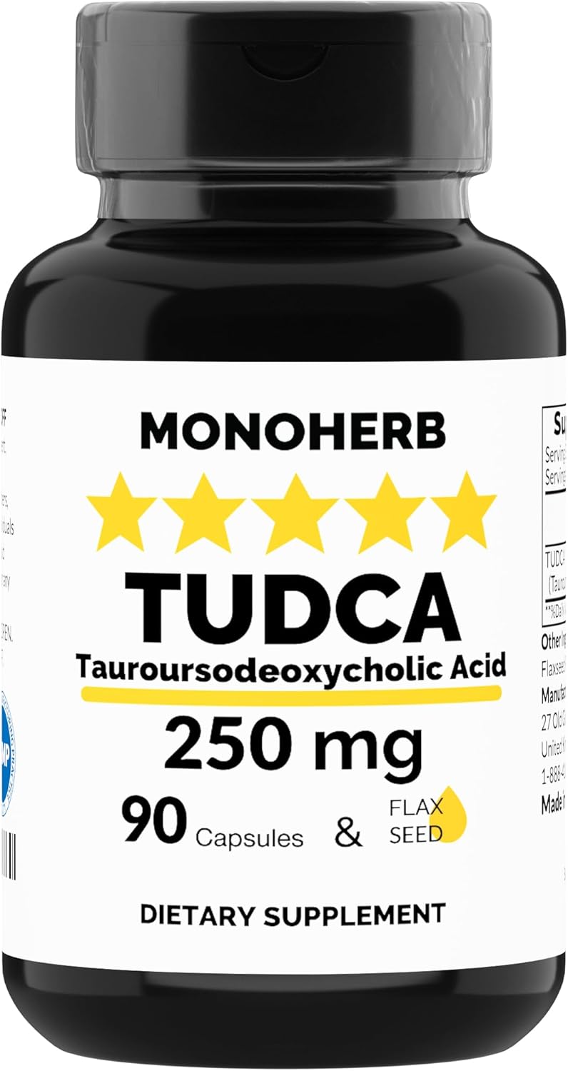 TUDCA Supplement - 250mg Tauroursodeoxycholic Acid - 90 Capsules - USA-Made Veggie Caps