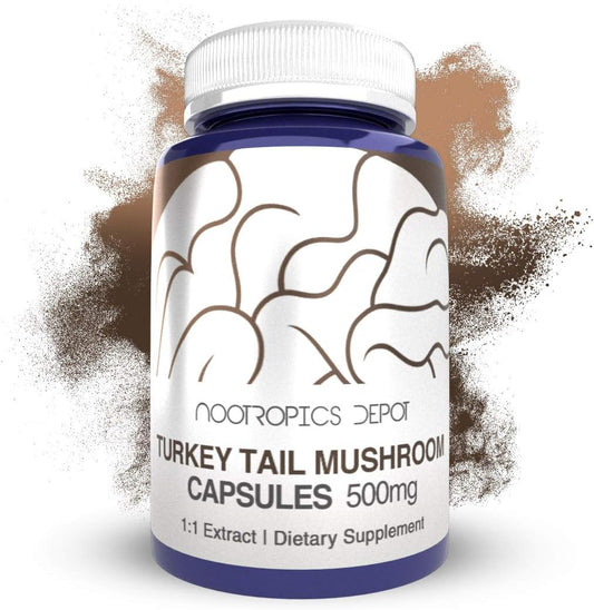 Turkey Tail Mushroom Capsules - 500mg | 180 Count | Trametes versicolor Supplement