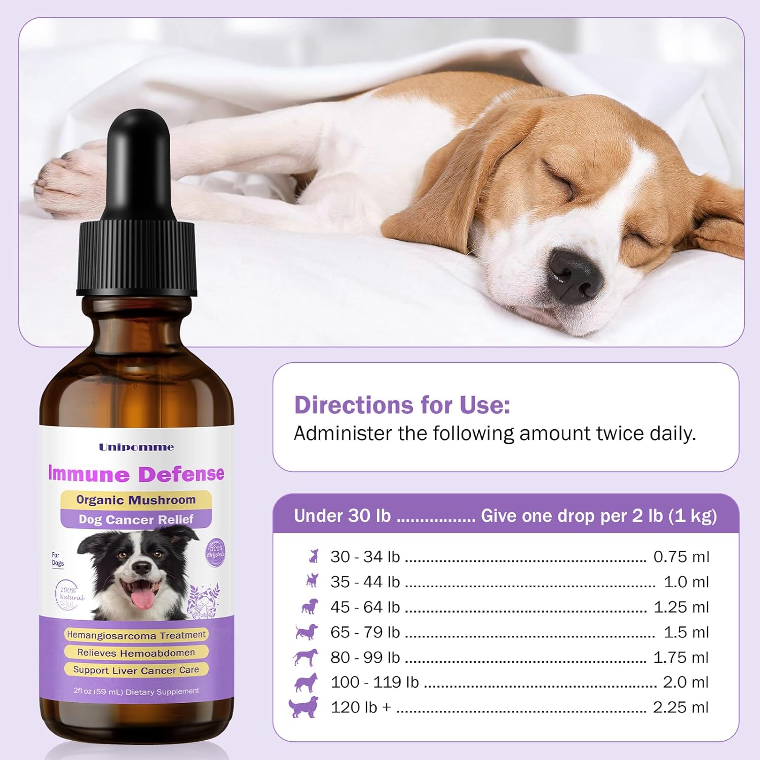 Turkey Tail Mushroom Drops for Dogs with Cancer - Herbal Supplement for Immune Support - Pet Guard Defense - 2 oz