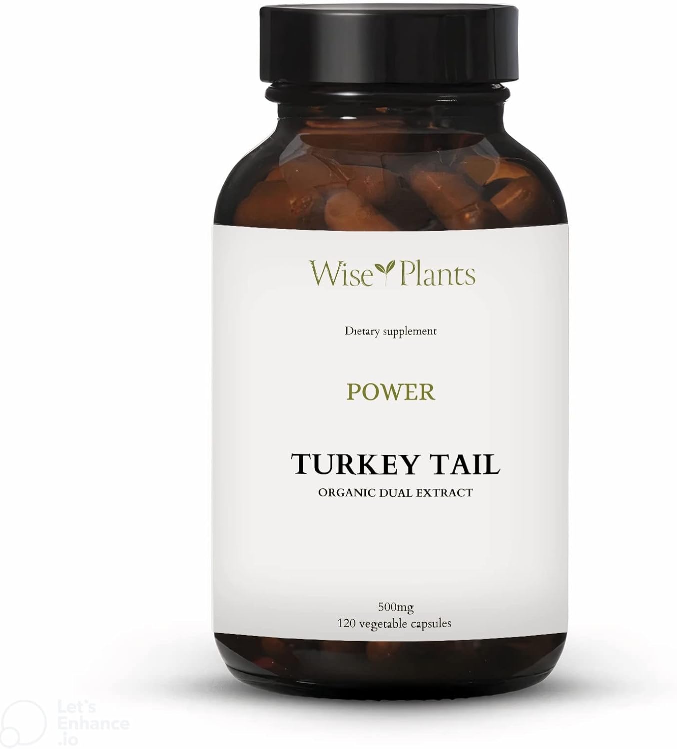 Turkey Tail Mushroom Supplement - Pure Fruiting Body Extract with 30% Polysaccharides - 500mg, 120 Vegecaps - Immune Function Support
