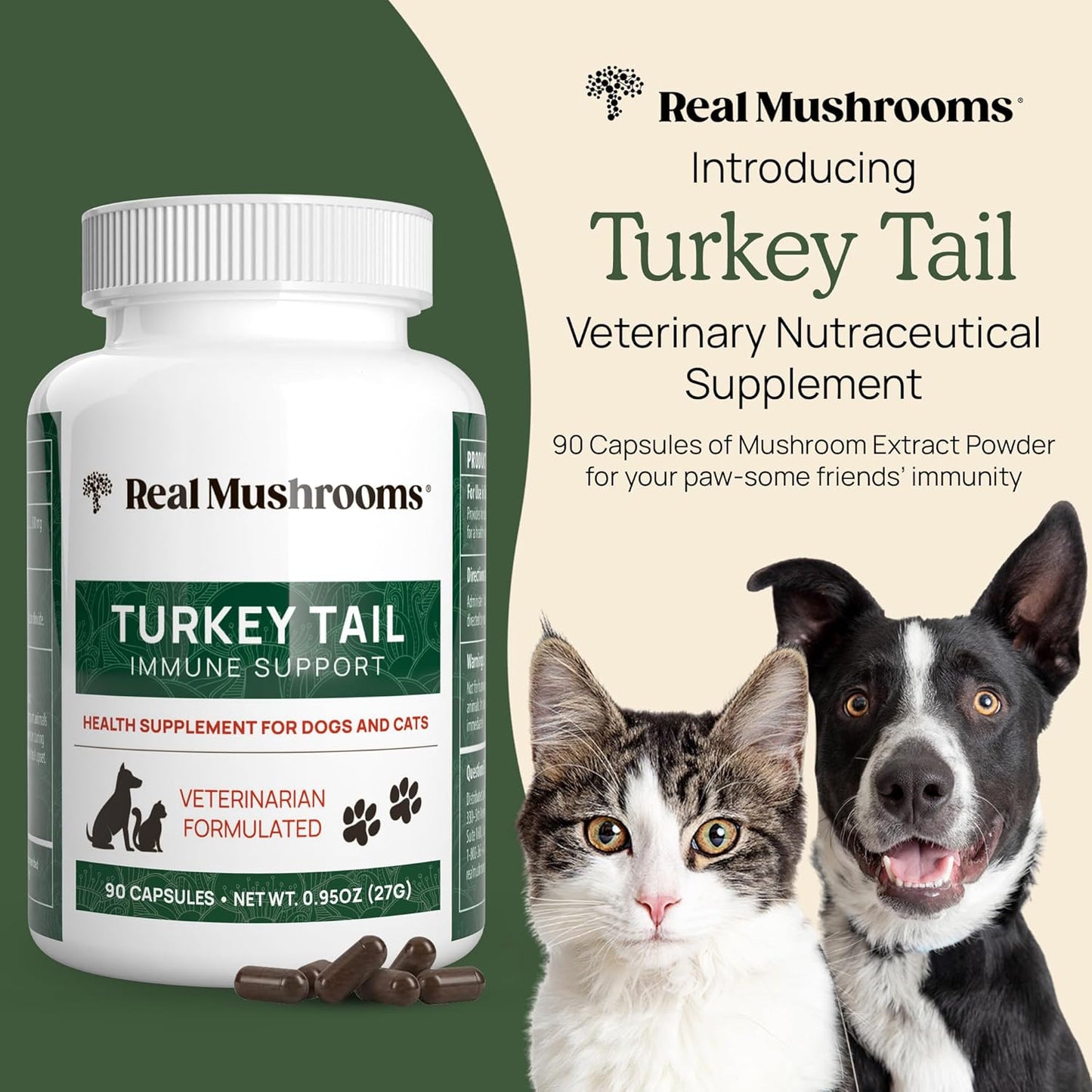 Turkey Tail Pet Support: Dog Multivitamins for Immune & Gut Health - Vet-Approved, Gluten-Free 90ct Supplement