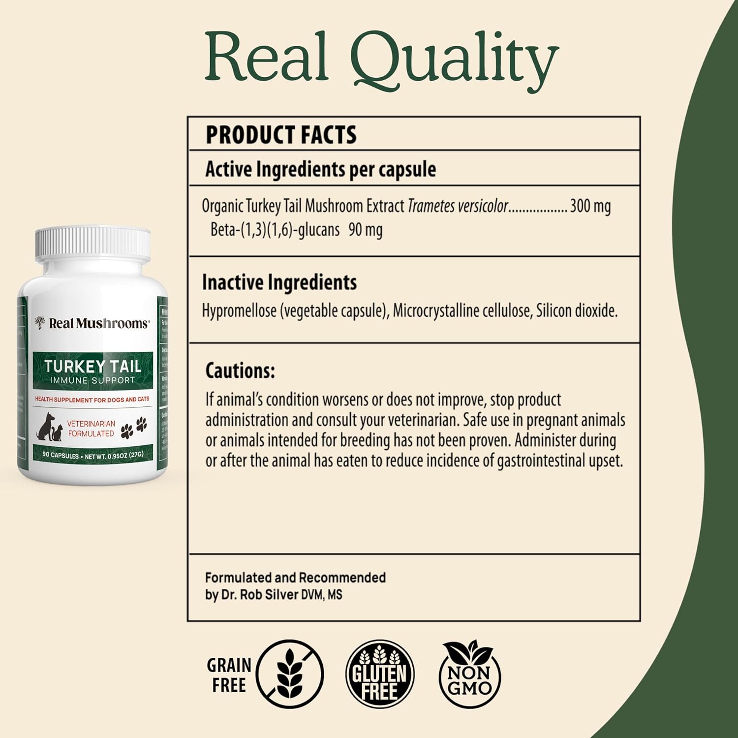 Turkey Tail Pet Support: Dog Multivitamins for Immune & Gut Health - Vet-Approved, Gluten-Free 90ct Supplement