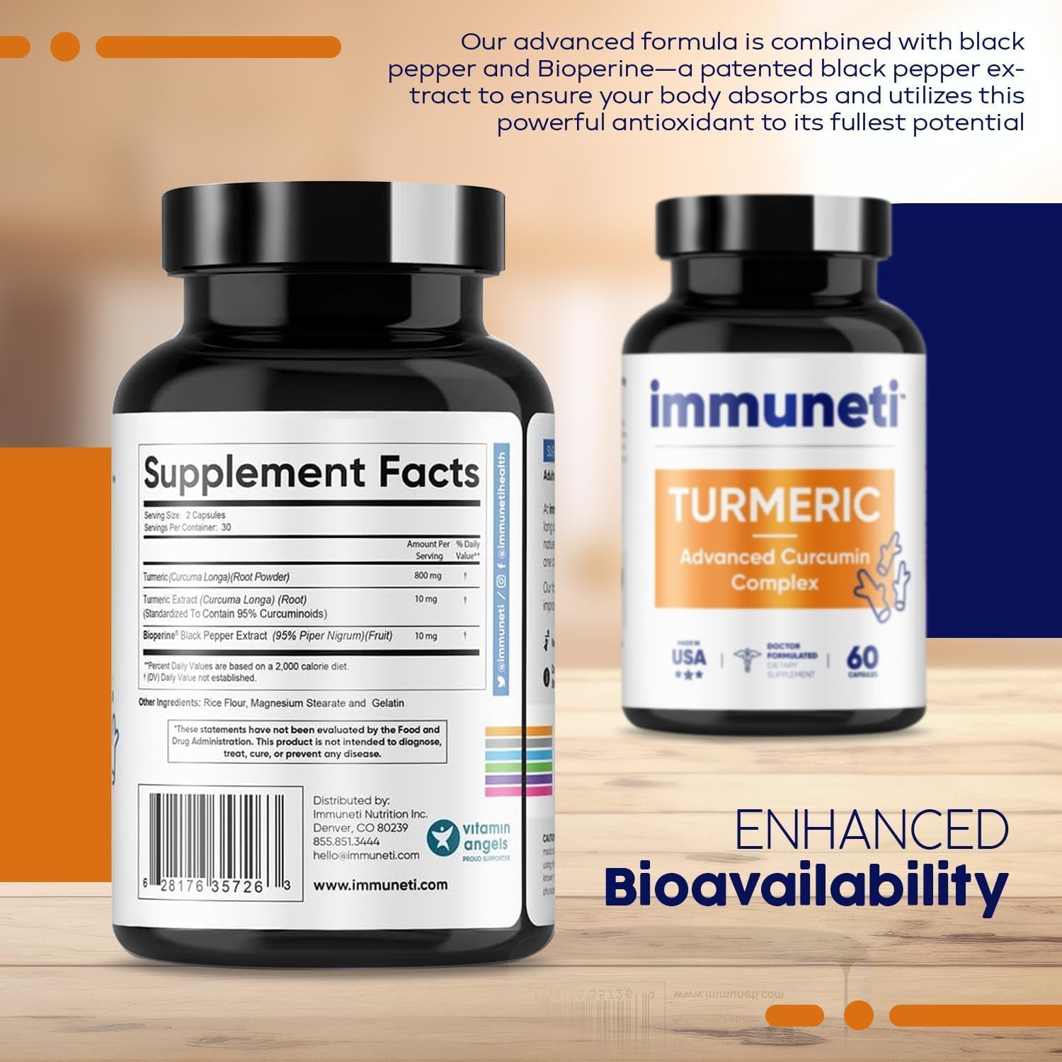 Turmeric Advanced Curcumin Complex Capsules - 120 Count - Pack of 2 for Immune Support by Immuneti