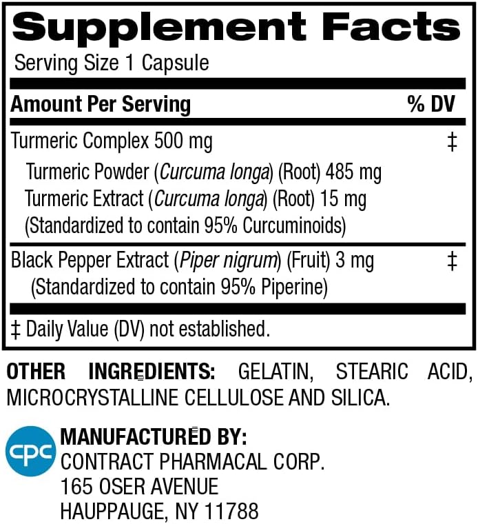 Turmeric Complex 500mg with Black Pepper - Supports Antioxidant Activity and Joint Health - 90 Capsules