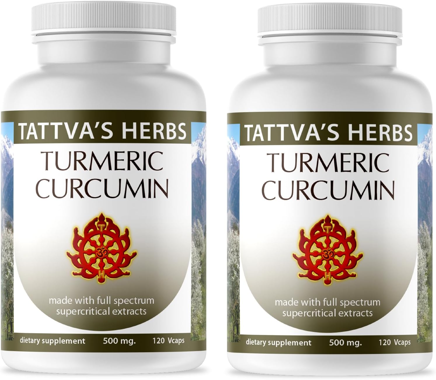 Turmeric Curcumin 500mg Capsules with Black Pepper, Antioxidant Support, 75% Curcuminoids, 240 Veggie Caps - 2 Pack for Advanced Absorption by Tattva's Herbs