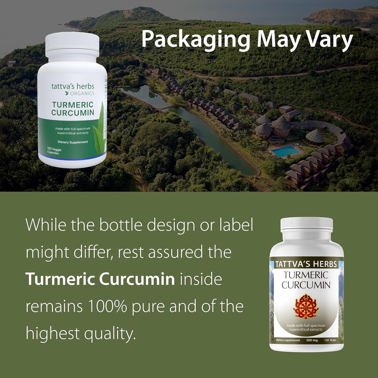 Turmeric Curcumin 500mg Capsules with Black Pepper for Antioxidant Support - 120 Veggie Capsules by Tattva's Herbs