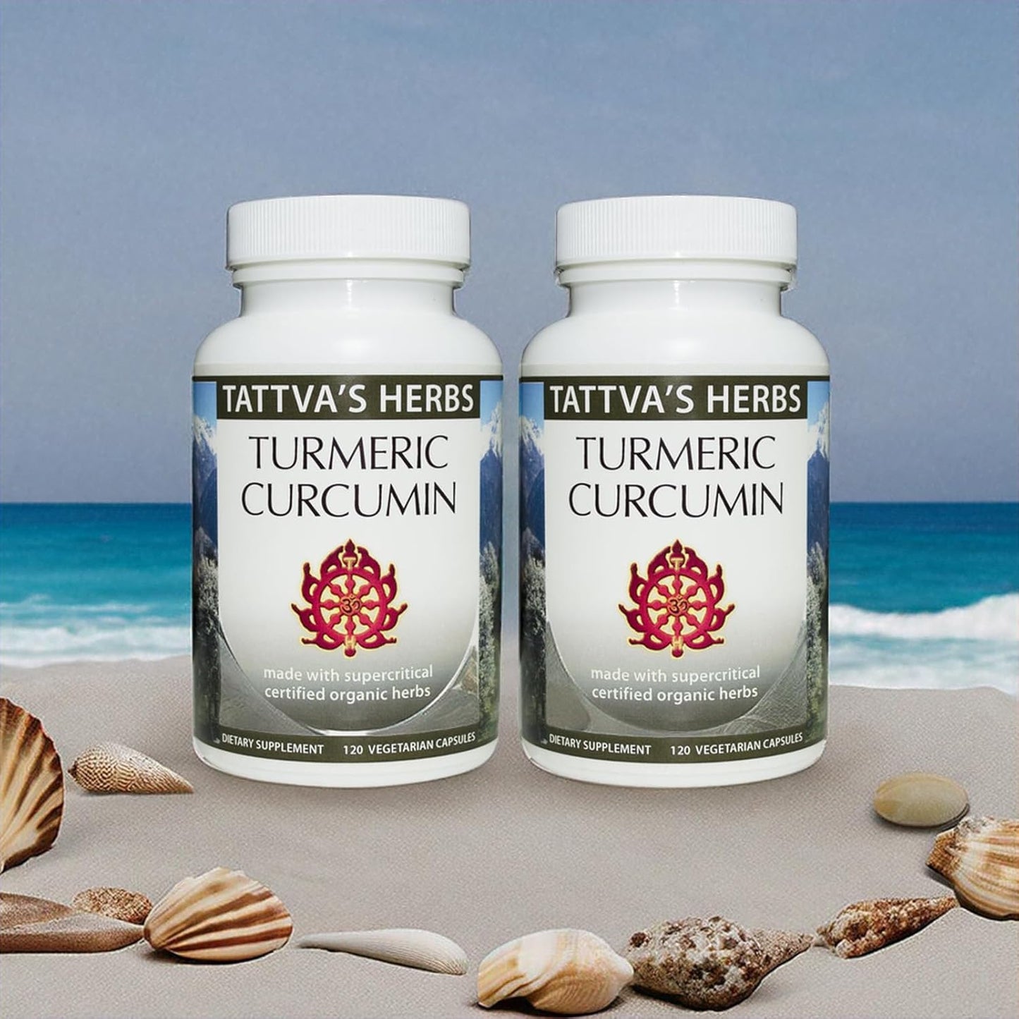 Turmeric Curcumin 500mg Capsules with Black Pepper, Antioxidant Support, 75% Curcuminoids, 240 Veggie Caps - 2 Pack for Advanced Absorption by Tattva's Herbs
