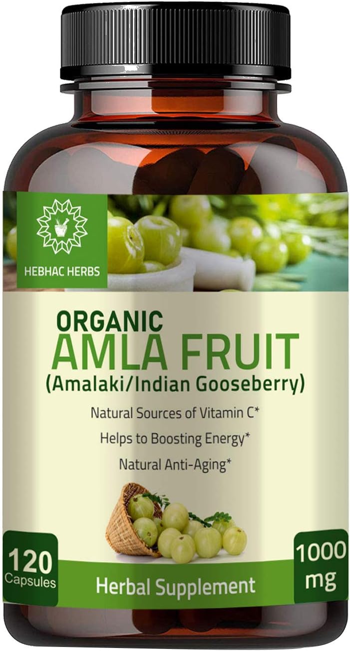 Turmeric Curcumin & Amla Capsules by Hebhac Herbs - Natural Antioxidant Supplement for Immune Support