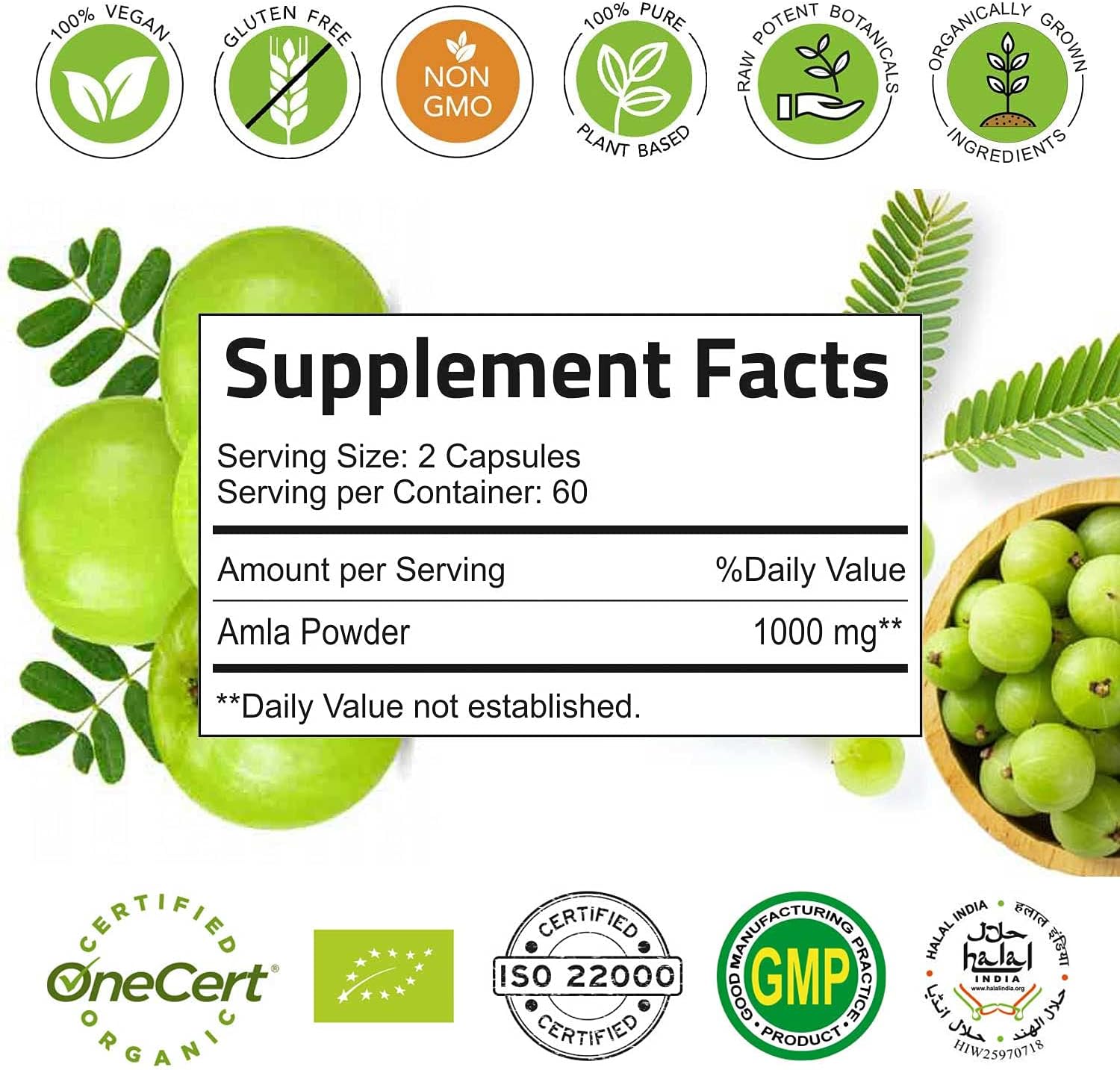 Turmeric Curcumin & Amla Capsules by Hebhac Herbs - Natural Antioxidant Supplement for Immune Support