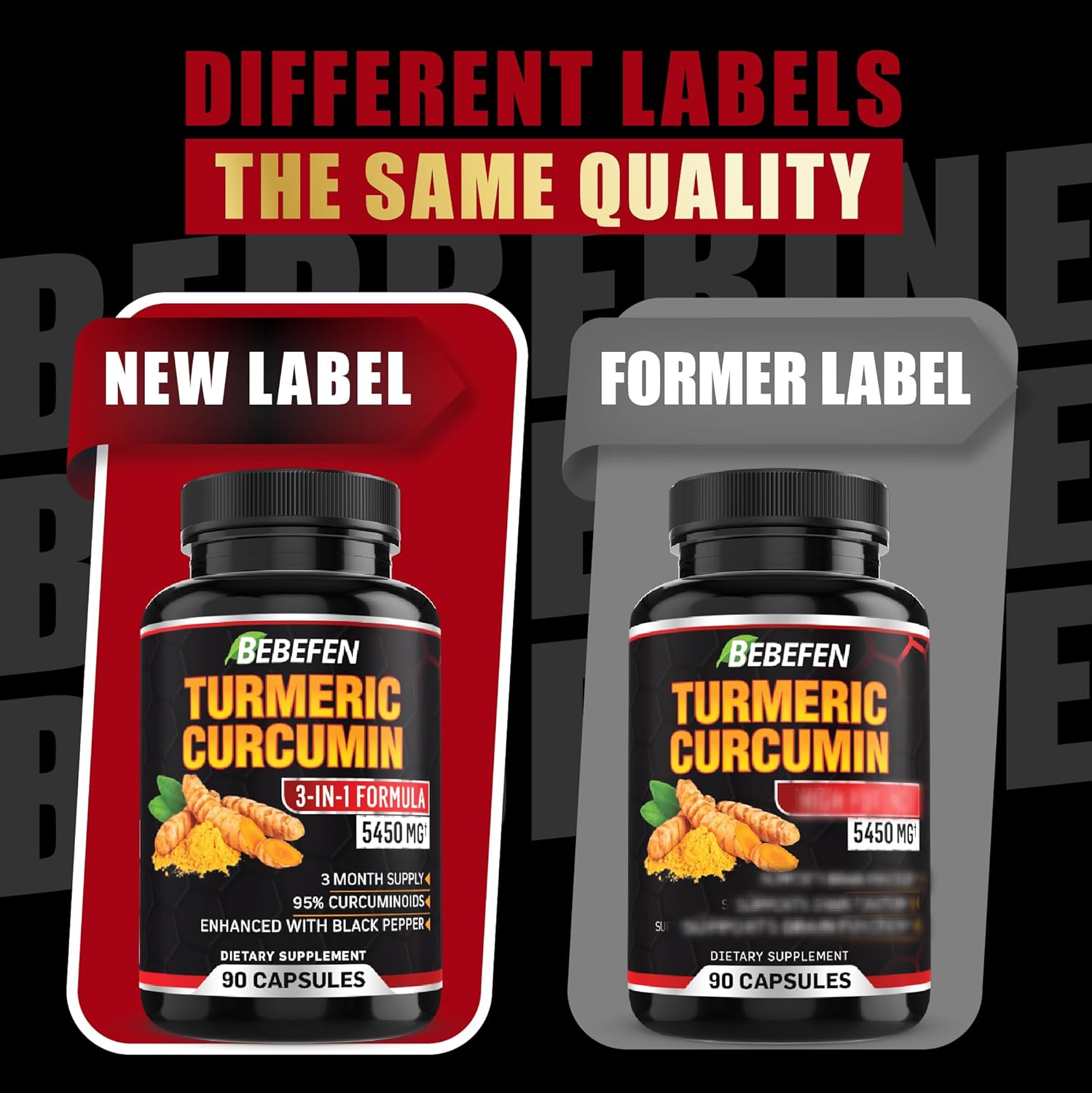 Turmeric Curcumin Capsules with Black Pepper Extract - 5450mg Formula for Joint, Inflammatory & Immune Support - 90 Capsules - 3 Month Supply