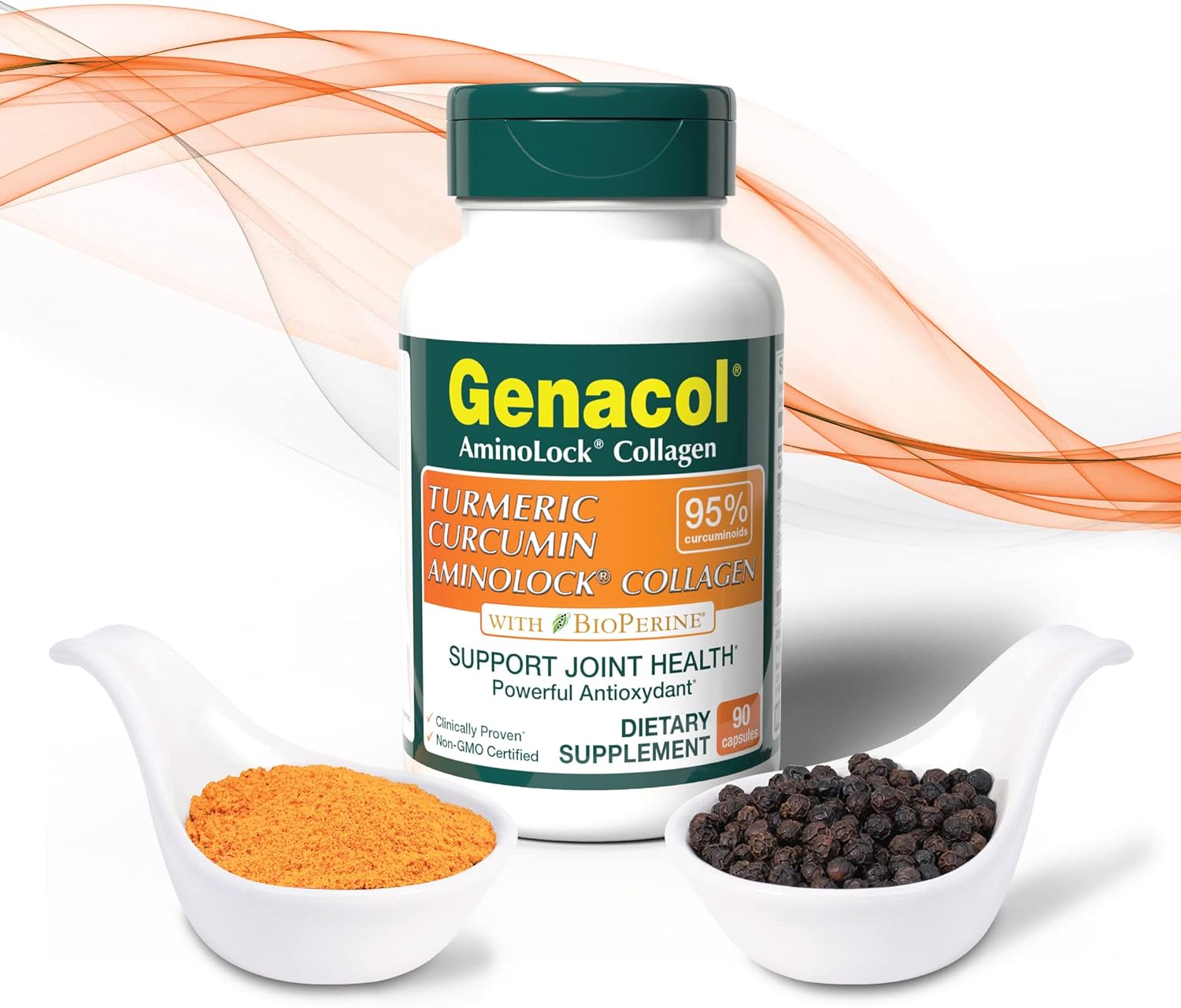 Turmeric Curcumin Collagen Supplement with Enhanced Absorption, Black Pepper & AminoLock - 90 Capsules for Healthy Joints