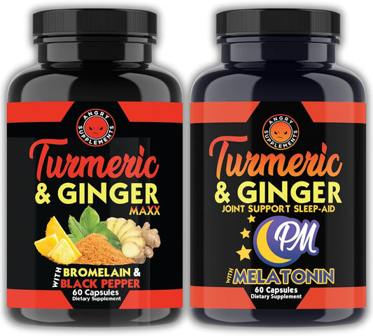 Turmeric Curcumin & Ginger Maxx Bundle with Joint Support, Antioxidant Blend, Omega 3, and Quercetin - 120ct Total