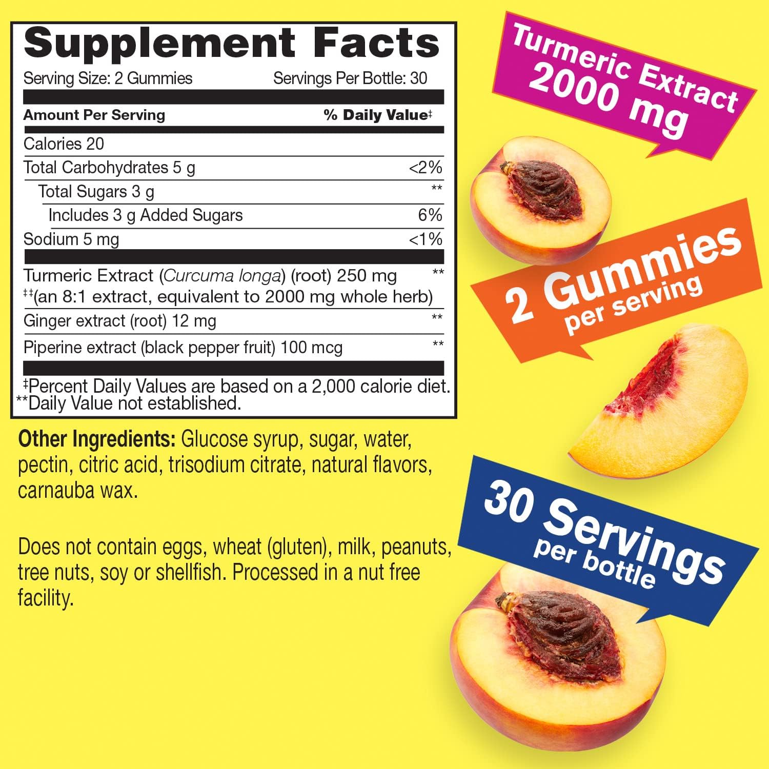 Turmeric Curcumin Gummies with Black Pepper - Antioxidant and Digestive Support - Skin Health, Immune Function - Vegan, Non-GMO - 60 Count