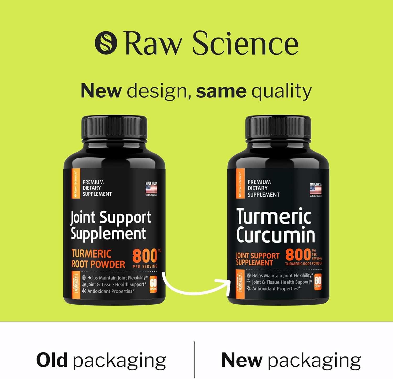 Turmeric Curcumin Joint Support Supplement with Glucosamine and Chondroitin for Men & Women - 60 Capsules