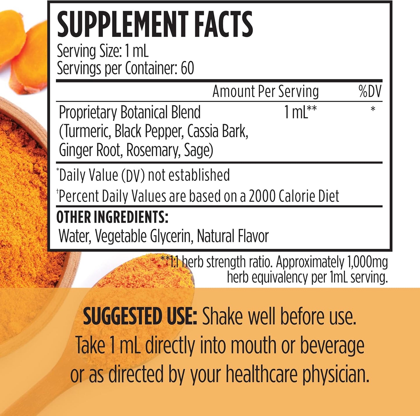 Turmeric Curcumin Liquid Drops - 95% Standardized Curcuminoids for Joint Support - Non-GMO, Gluten Free - 4 Fl Oz (Pack of 2)