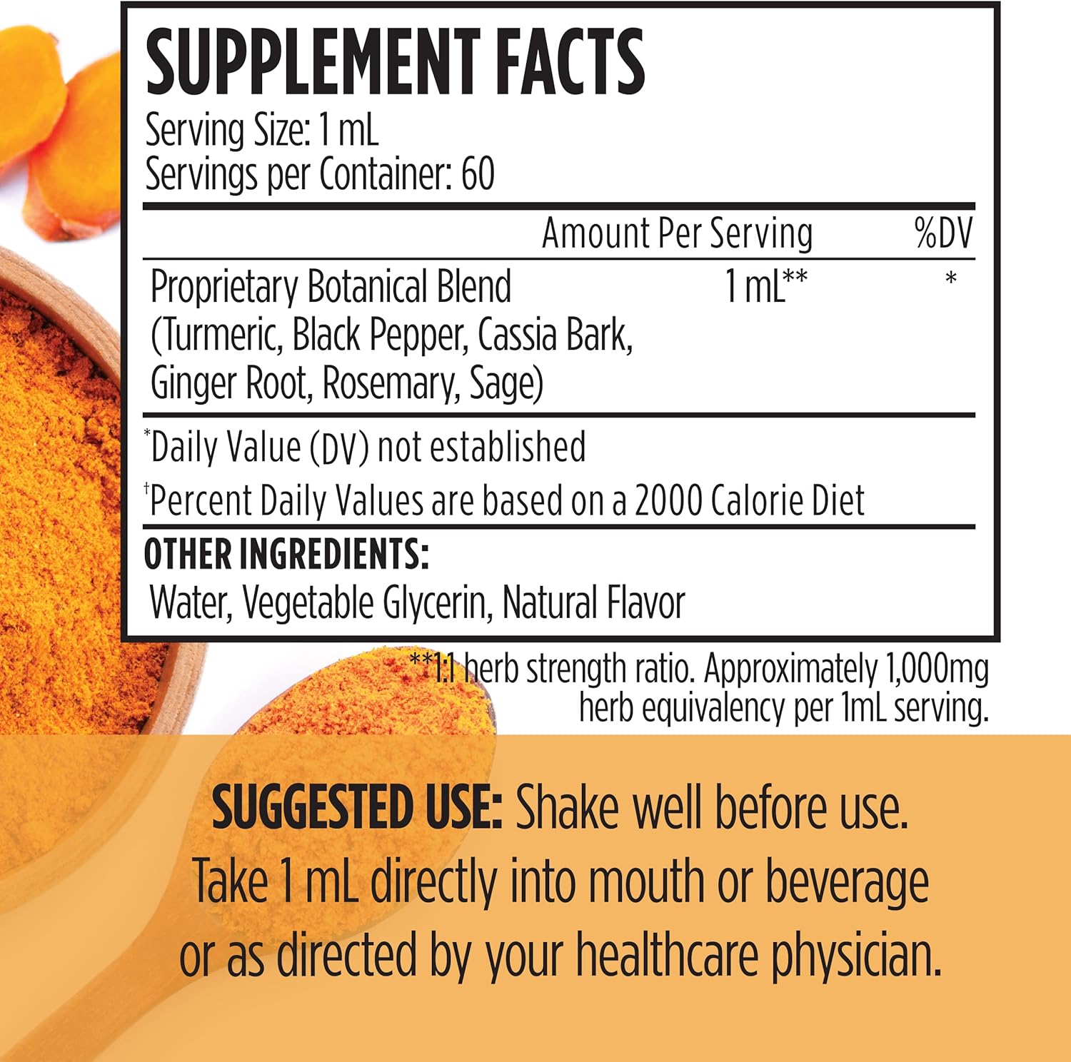 Turmeric Curcumin Liquid Drops - 95% Standardized Curcuminoids for Joint Support - Non-GMO, Gluten Free - 4 Fl Oz (Pack of 2)