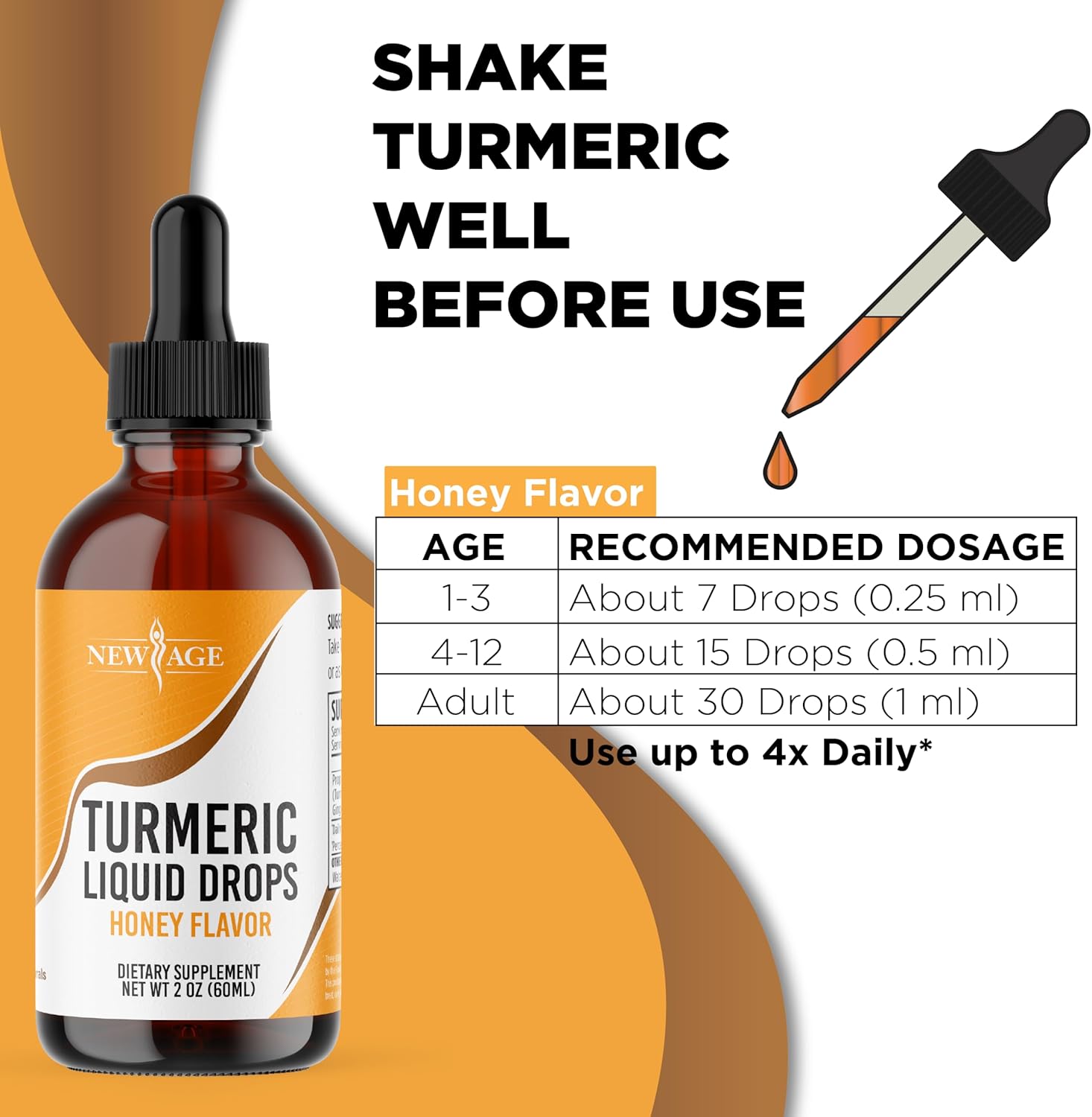 Turmeric Curcumin Liquid Drops - 95% Standardized Curcuminoids for Joint Support - Non-GMO, Gluten Free - 4 Fl Oz (Pack of 2)