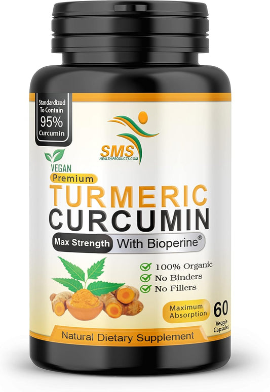 Turmeric Curcumin Pills with BioPerine Black Pepper - 1,000mg 95% Curcuminoids - Tumeric Extract Supplement - 60 Capsules