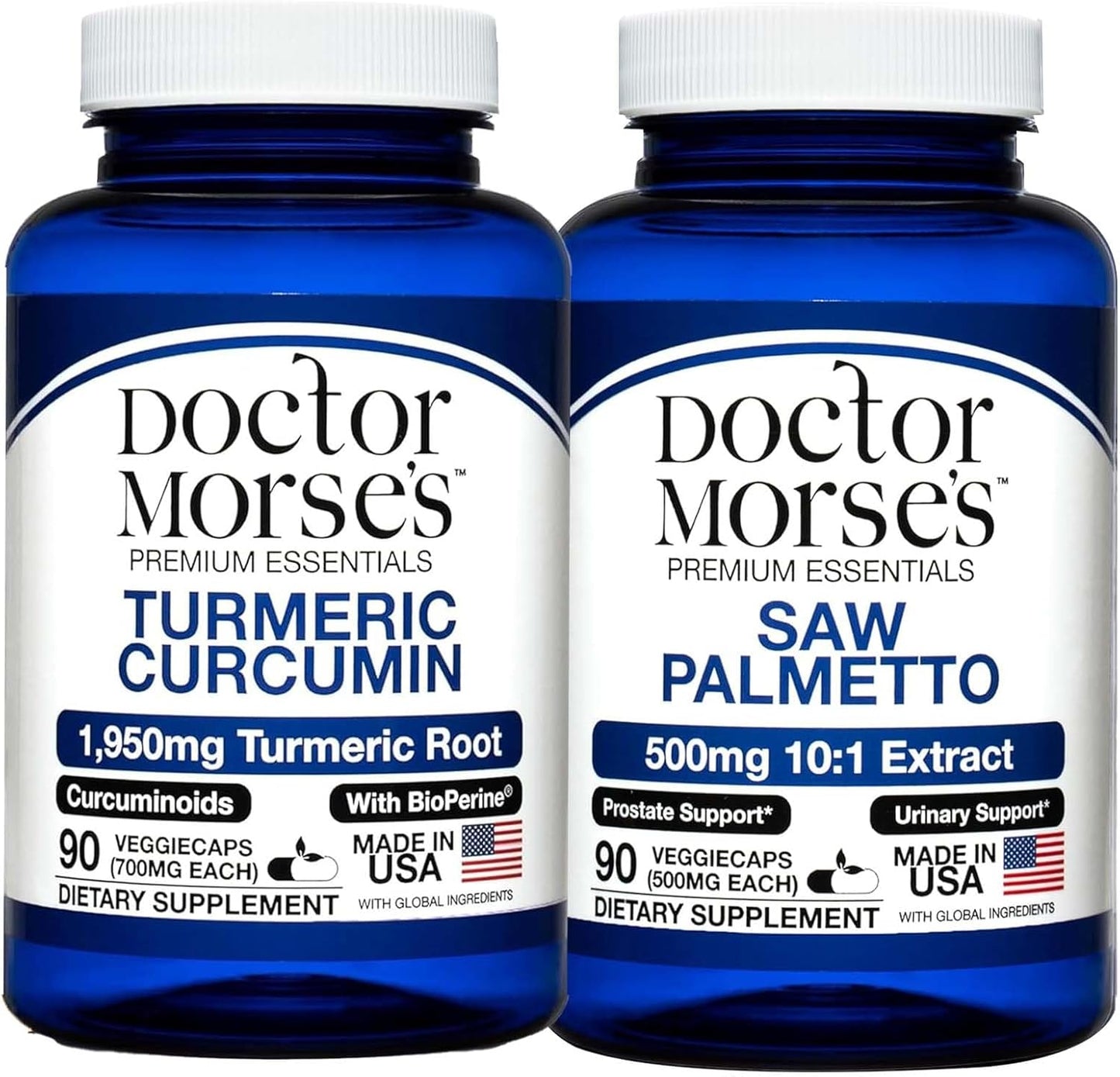 Turmeric Curcumin & Saw Palmetto Bundle for Joint & Prostate Health - 1950mg & 5000mg Capsules with BioPerine & Potent Extracts - FDA-Registered & NSF-Certified - 90 Caps - BoostGo Australia