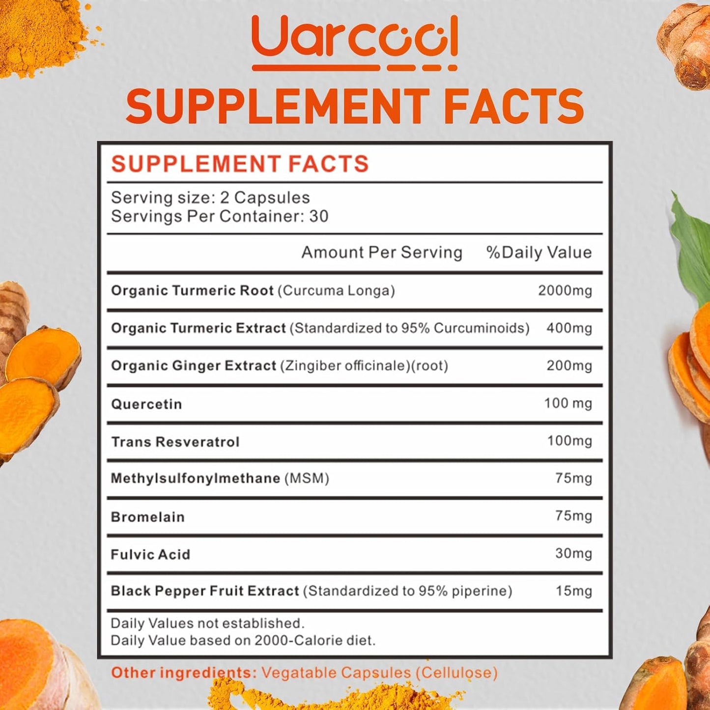 Turmeric Curcumin Supplement 2400mg with Black Pepper Extract - 60 Softgels for Joint Support and Maximum Absorption
