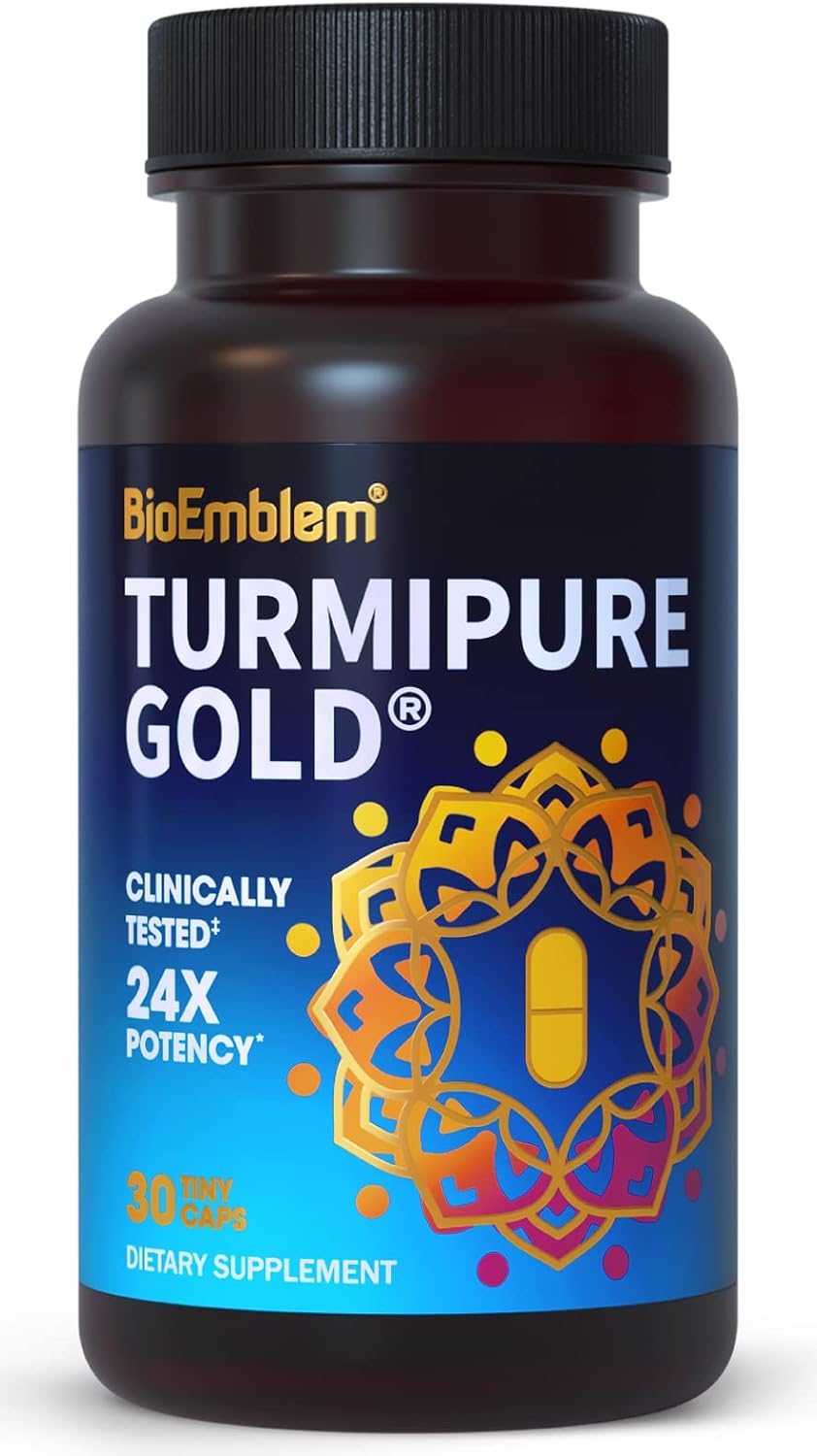 Turmeric Curcumin Supplement for Joint Support & Inflammation - Enhanced Absorption, Clinically Proven TurmiPure - Non-GMO - 30 Servings